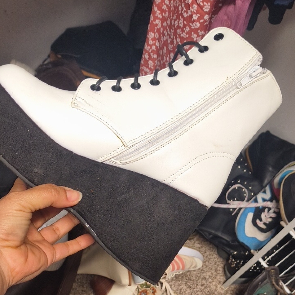 Dolls Kill White and Black Platform Boots